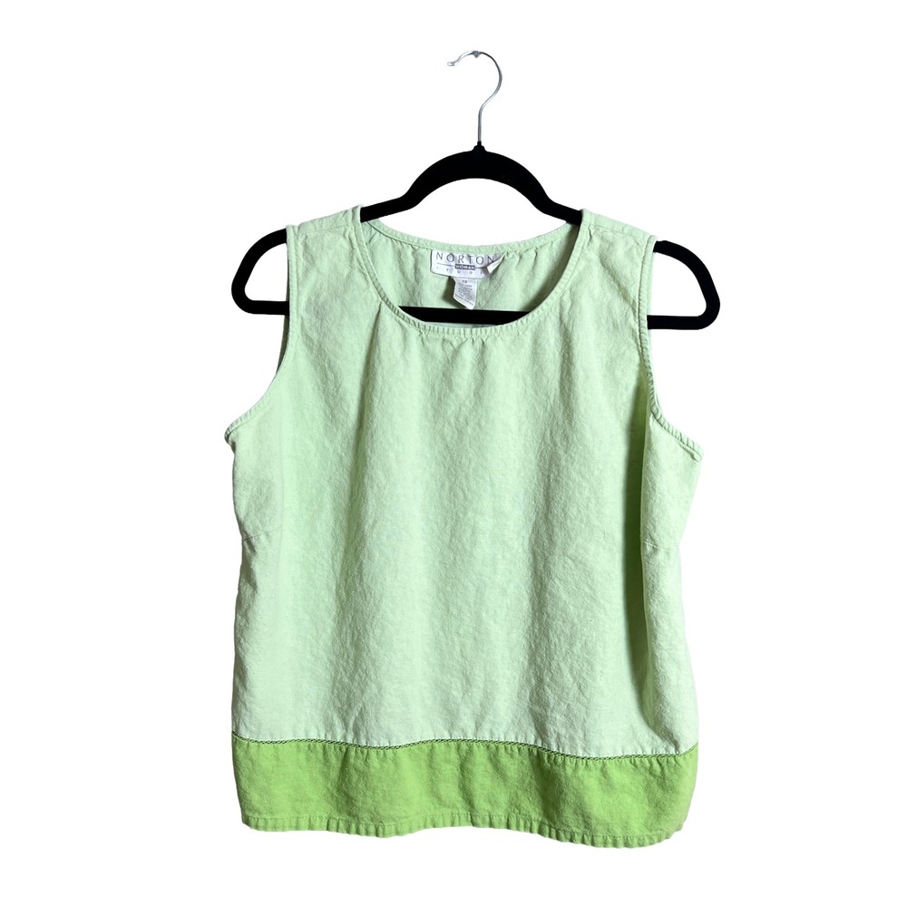 Norton Studio Tank Top Green Linen Blend Vintage Plus Size 1X